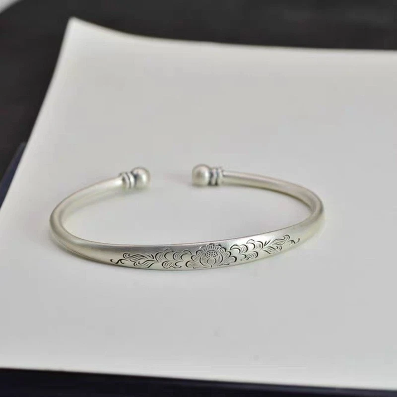 Women's Peony Flower Bracelet Copper Bracelet Adjustable Opening Bracelet - Image 3 of 4