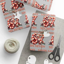 Funny Santa 6 7 Meme Gift Wrap Retro Teen Slang Holiday Paper
