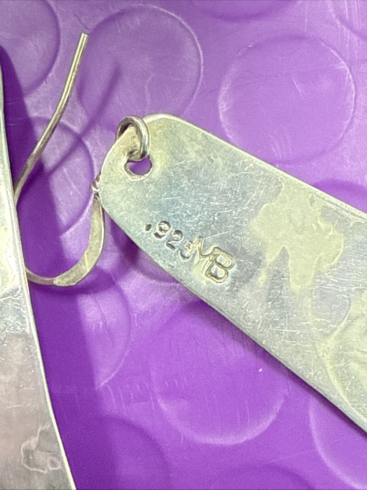 ❤️ MB Sterling Silver Solid Hammered Rectangle Sh… - image 3