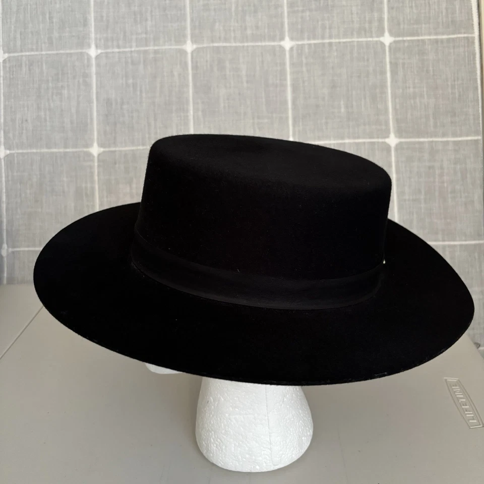 Janessa Leone Sombrero de Ala Ancha Plano Negro Talla Grande Clásico Verano Otoño Leer* Foto 2 de 4