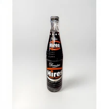 Full 16 Oz. (One pint) Genuine Hires Root Beer Soda Bottle, Evanston Illinois