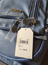 MultiSac Blue Women s Backpack Purse, Pebbled Finish, Zip Closure, Solid