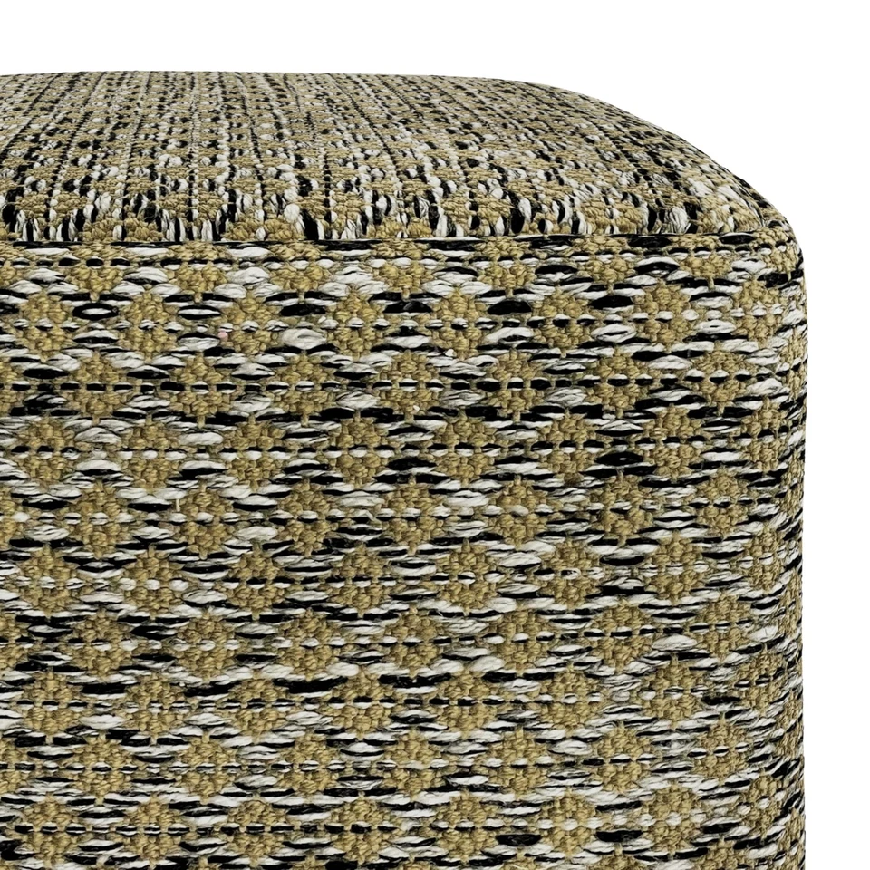 Janelle Boho Square Woven Outdoor/ Indoor Pouf in Multi Color Recycled PET Po... - Image 4 of 4