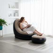 Inflatable 2-Piece Deluxe Lounger Inflatable Lounge Chair with Ottoman