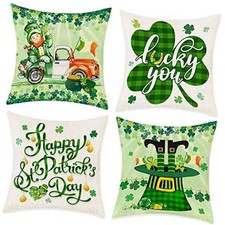 St Patricks Day Pillow Covers 18x18, Happy 18" x 18" Pack of 4 St Patricks 1