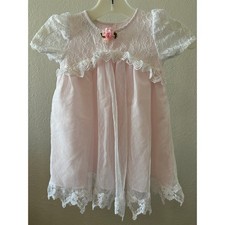 Vintage Jolene Jo Lene Baby Toddler Dress Pink White Lace Size 2T