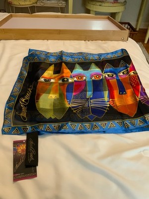 LAUREL BURCH 100% SILK SCARF NWT CATS 54 INCHES LONG