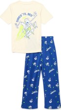 Long Sleeve Top Pants Pajama Set-Shred Til Bed Skeleton Skateboard Husky L 10-12