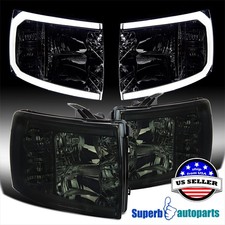 Fits 2007-2013 Chevy Silverado 1500 2500hd 3500hd Led Strip Headlights Smoke Fits 2007-2013 Chevy Silverado 1500 2500hd 3500hd Led Strip Headlights Smoke
