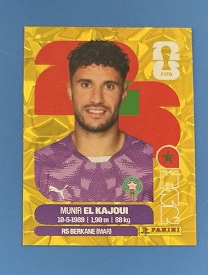 Munir El Kajoui Gold Crumple 2026 Panini World Cup Sticker Morocco MAR3
