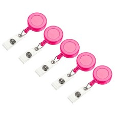Retractable label support round coil, transparent pink pcs 10.