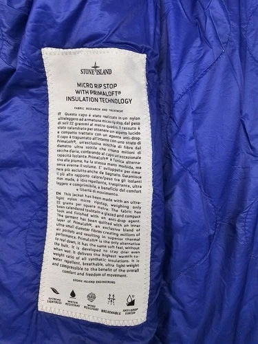 stone island men L micro rip stop primaloft hooded jacket blue full zip packable image 5