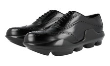 AUTH LUXURY PRADA BUSINESS SHOES 2EG126 BLACK LEATHER NEW US 8 EU 41 41,5