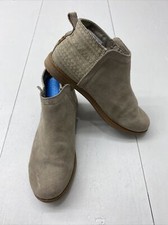 TOMS Deia Boots Desert Taupe Geo Suede Side Zip Ankle Booties Youth Size 5
