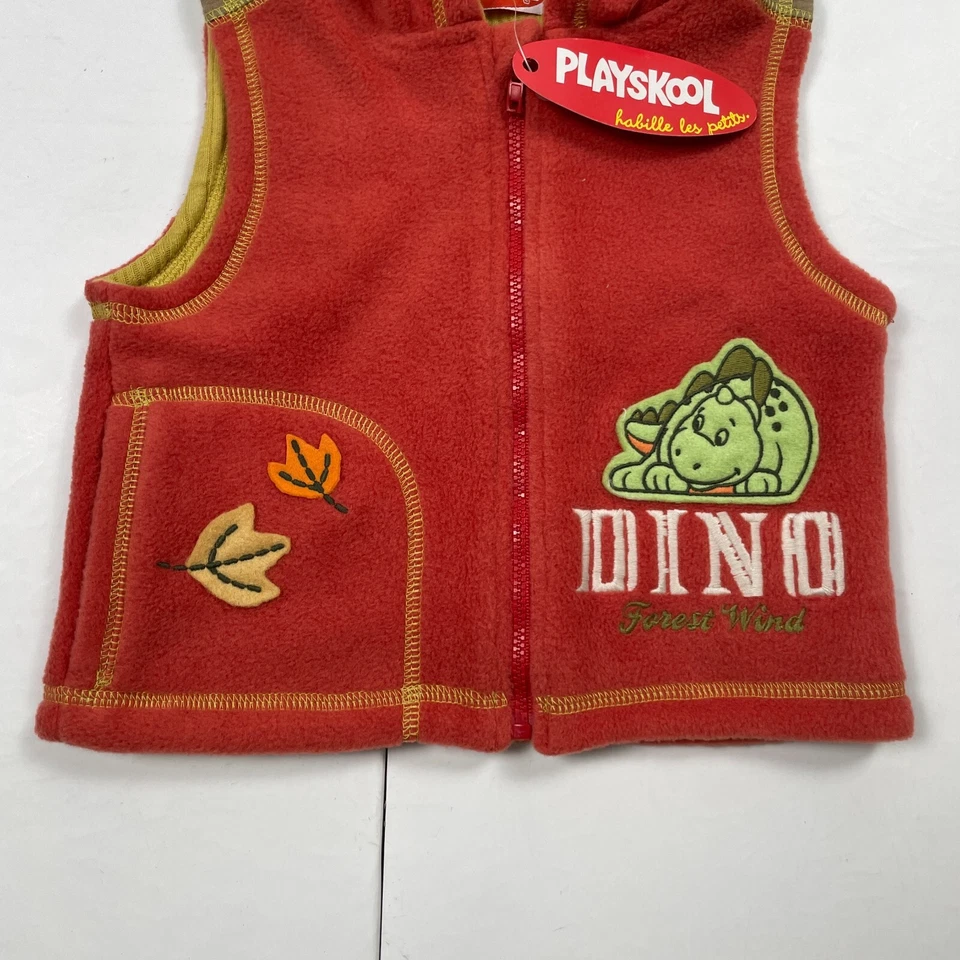 Playskool Fleece 6 meses naranja polar con capucha cremallera completa Dino V... - Imagen 3 de 4