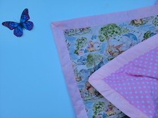 Lovely Pink Bear Pooh Toile Cotton Calico Quilt blanket 37 x 44