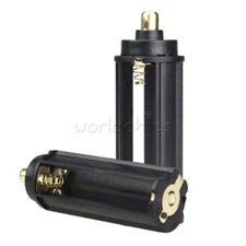 2PCS Cylindrical Black Plastic Battery Holder for 3 AAA Battery Flashlight Torch
