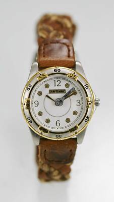 Craftsman Watch Womens Stainless Silver Gold Brown Leather White Quartz