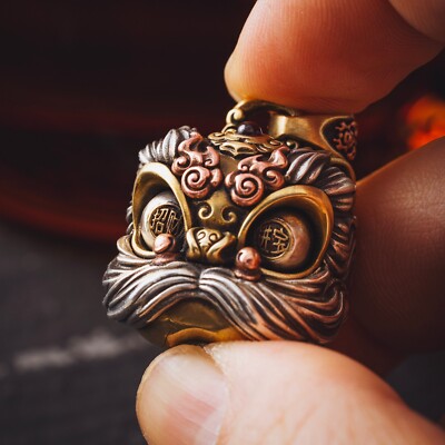 Dancing Lion Fidget Pendant. Mascot Charm Jewelry Gift for Men and Women