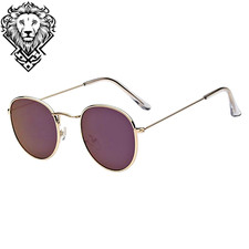 Womens Purple Classic Sunglasses Gold Metal Frame UV400 Anti Reflective Eyewear