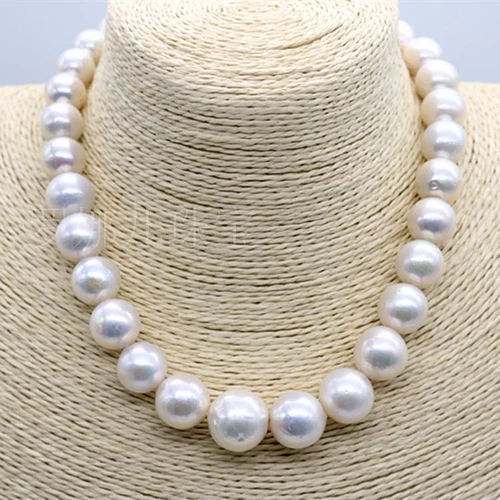 HUGE 18"11-12MM NATURAL SOUTH SEA GENUINE WHITE NUCLEAR PEARL NECKLACE