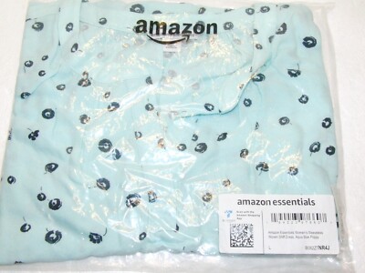 Amazon Essentials Aqua Blue Poppy Sleeveless Woven Shift Dress Size L NEW