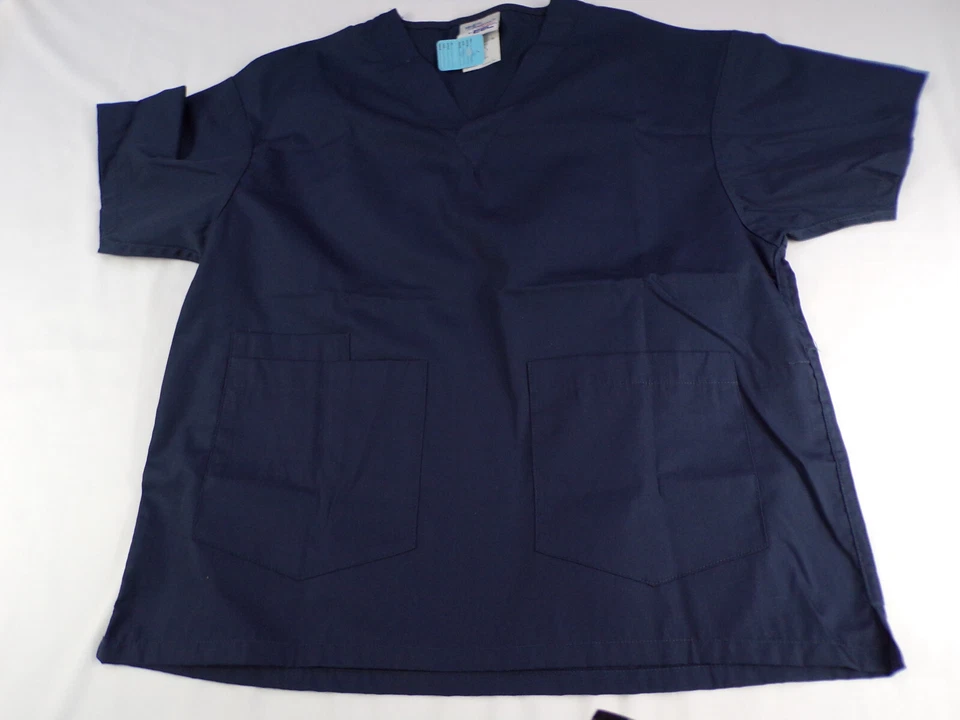TWO NEW Scrubs Tops Medici Collection EWC Womens X-Small V Neck Pocket L24 - Image 3 of 4