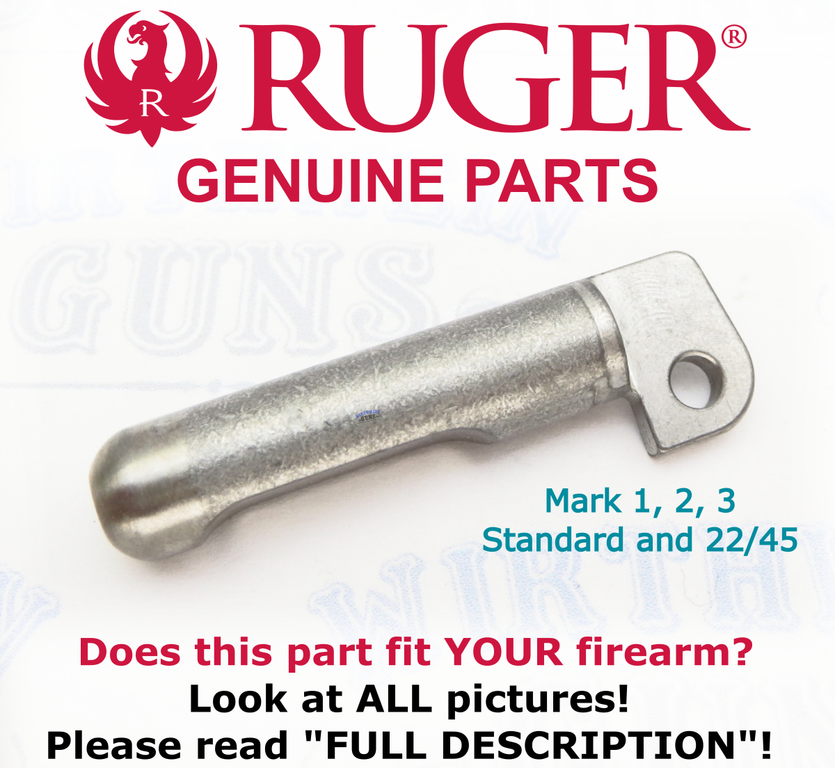 Factory Ruger Bolt Stop Pin SS Mark 1 2 3 MK I II III MKII & 22/45