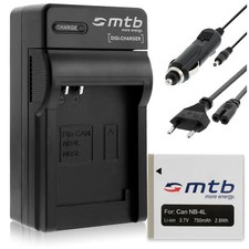 Ladegerät (Black) + Akku NB-4L für Canon IXUS 80 IS, 100 IS, 110 IS, 120 IS, 130