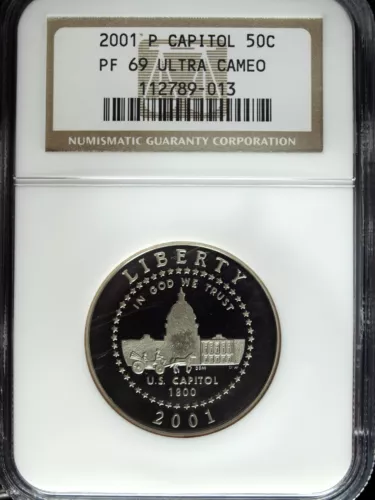 2001 P NGC PF 69 UCAM U.S. Capitol Visitor Center Comm. Clad Half Dollar ☆☆ 013