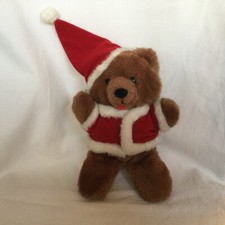 DAKIN 1984 10" Christmas Santa Teddy Bear Plush Stuffed Animal Toy In Suit  Hat