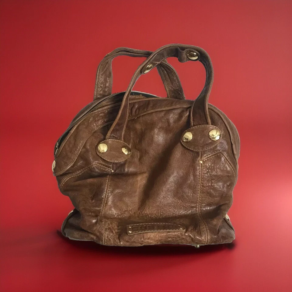 GUSTTO "Setelah" Cuero Marrón Extra Grande Bolso de Mano Cartera Hobo Cartera Foto 3 de 4