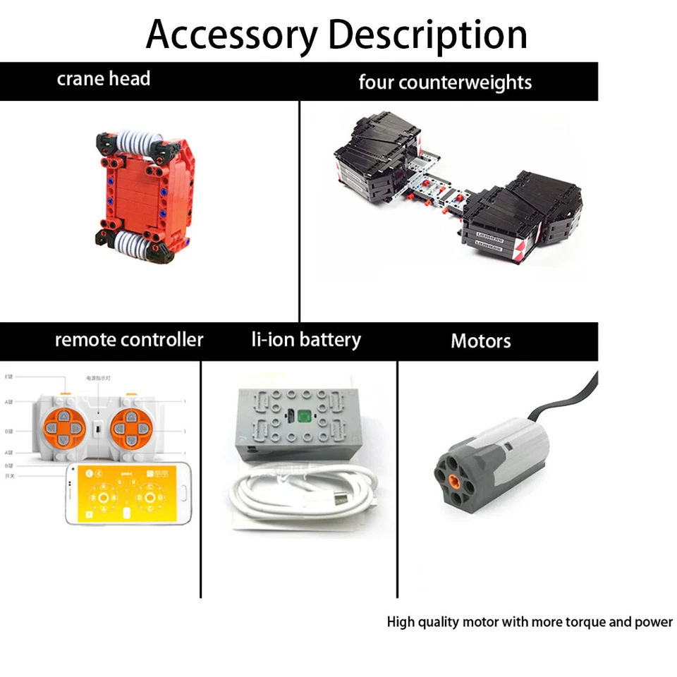 Upgraded APP Bluetooth Remote-Controlled RC LTM11200 Crane with Motors Stickers - Image 2 of 3