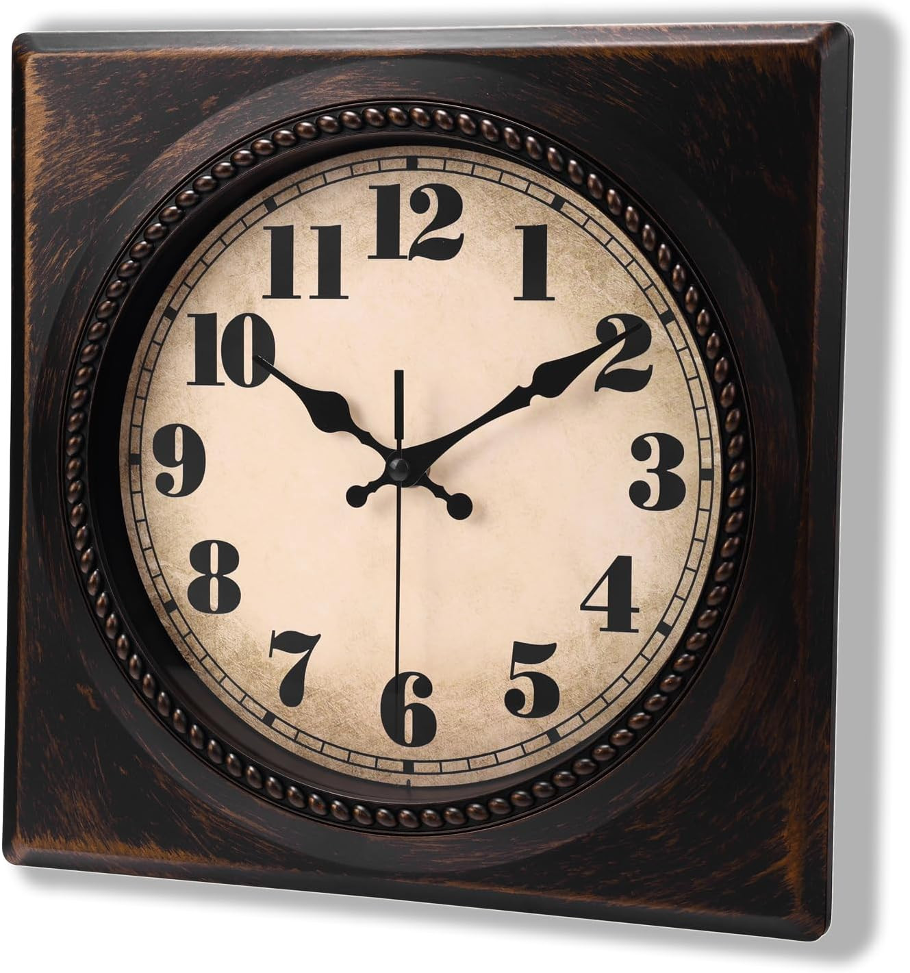 Wall Clock Vintage 1950S Style - Square Retro 12 Inch Wall Clocks Battery Operat