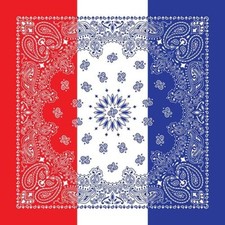 Carolina Creative Quad Tri-Color Paisley Bandanna 22" x 22" Hanky USA Patriotic