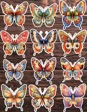 Patterned Butterfly Die Cut Vinyl Stickers Set Scrapbooking Laptop Water Bottle
