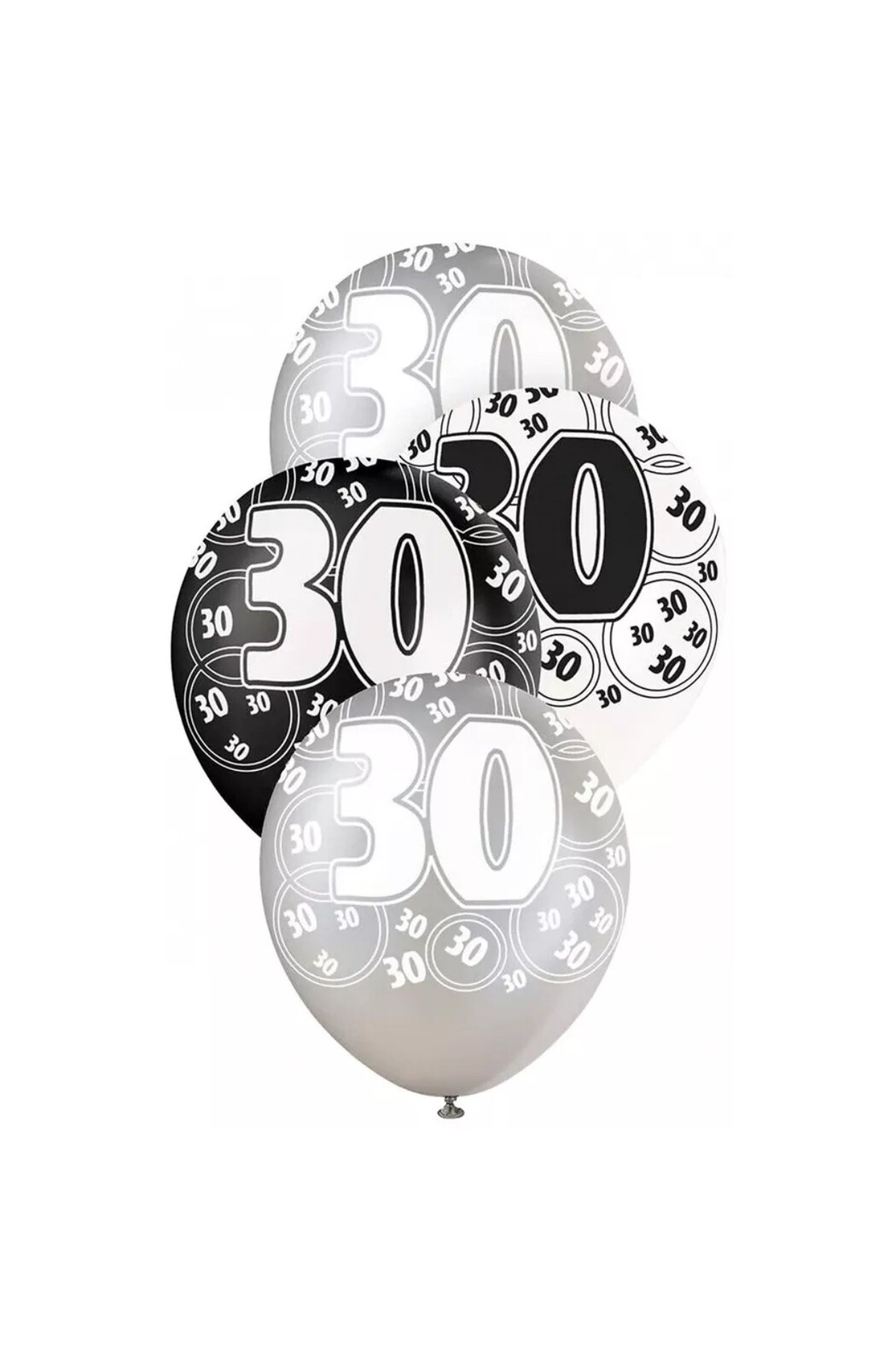 6 X 30th BIRTHDAY LATEX BALLOONS NEW DECORATIONS