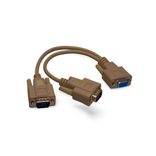 1ft Y Splitter Serial Cable DB9 Female to DB9 Male DB9 Male - Beige