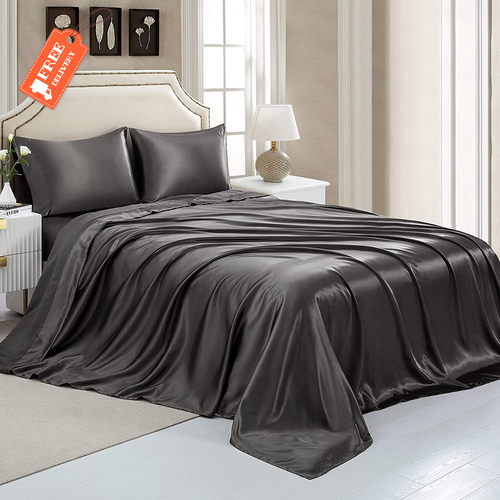 Silk Satin Bed Sheets, King Size Sheets 