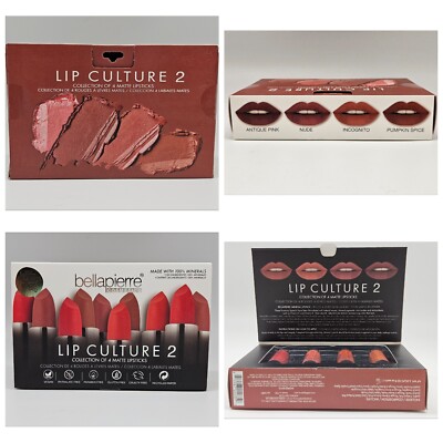 4PK BELLAPIERRE Lip Culture 2 Matte Lipstick Antique Pink Nude Incognito Pumpkin