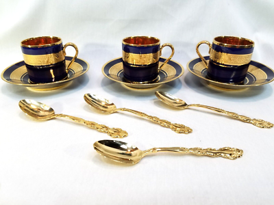 Limoges Legle Porcelaine d'Art Demtiasse Cup & Saucer Set + Limoges Legle Porcelaine d'Art Demtiasse Cup & Saucer Set +