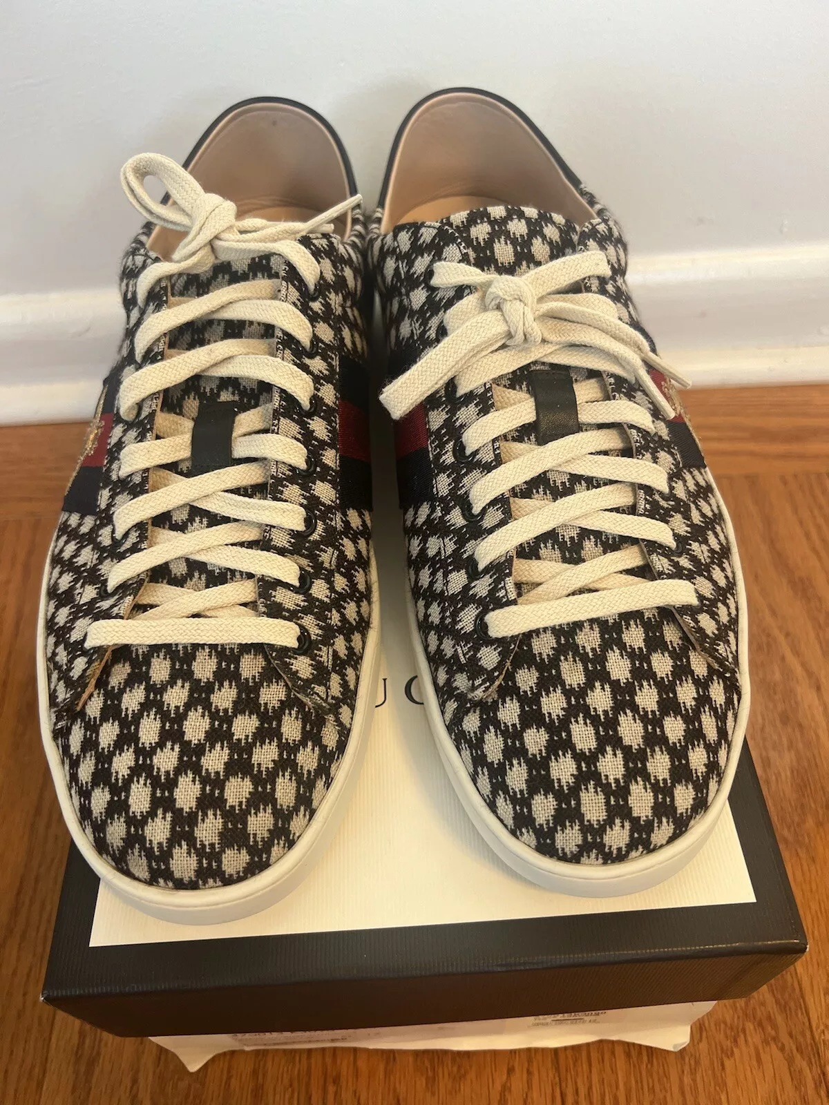 Baskets brodées Gucci Ace Jacquard avec abeille taille G 12