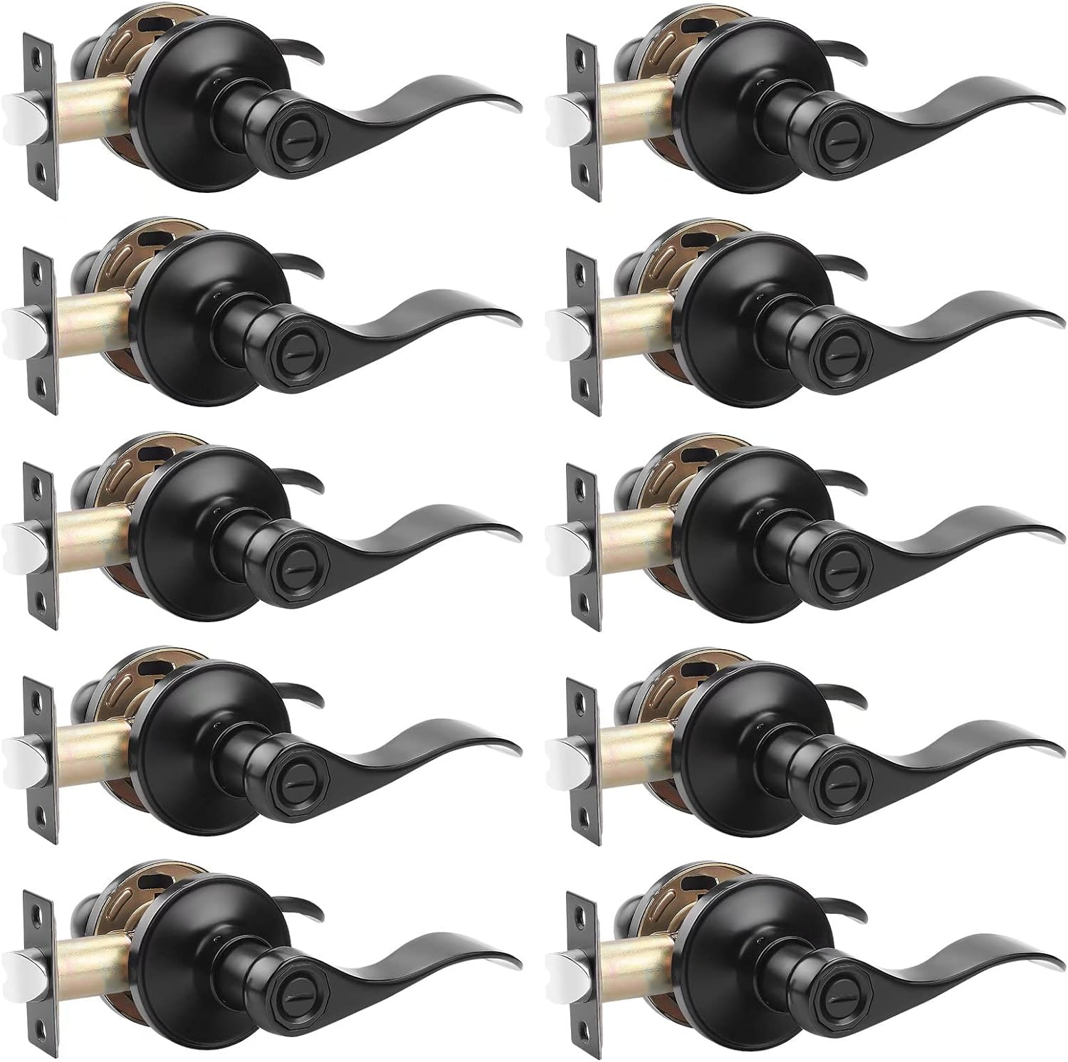 (10 Pack Privacy Door Lever,Locking Black Door Handle Set for Bathroom & Bedroom