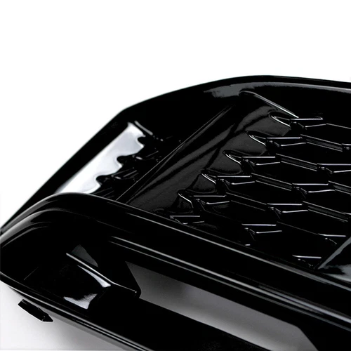 For Audi A4 B9 S4 2017-2019 W/ ACC All Black Front Bumper Fog Light Grill Cover - Picture 4 of 6