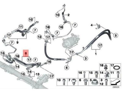 OEM BMW F01 F01N POWER STEERING DYNAMIC OIL RETURN PIPE 