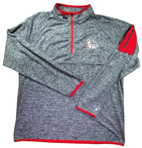 Gonzaga Bulldogs Pullover Mens Large Colosseum Phone Pocket 1/4 Zip Gray Gym Jog
