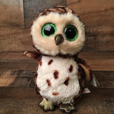 Ty Beanie Boo TySilk Sammy the Owl 6 Plush Stuffed Animal Toy