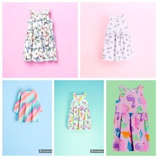 H M Toddler Girls 100 Cotton Dresses - Size 8/10 - Fun Prints