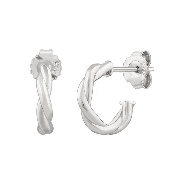 Cai Creolen 925 Silber Rhodiniert Ohrringe Poliert Twisted Chunky Hoops Damen-image