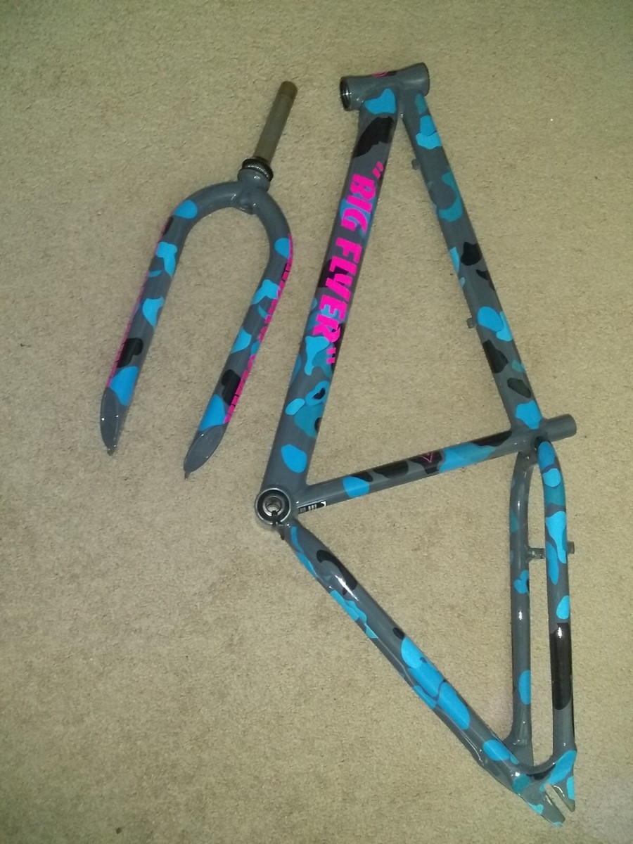 FRAME+FORK ONLY) SE BIKES big flyer blue camo bmx quadangle FRAME+FORK ONLY) SE BIKES big flyer blue camo bmx quadangle
